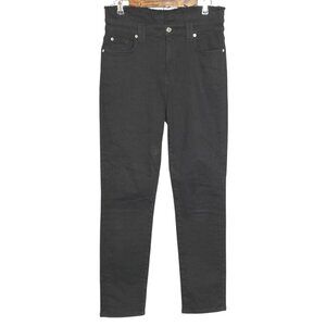 7 For All Mankind Womens Black Ultra-High Rise Fray Waist Skinny Jeans Size 30